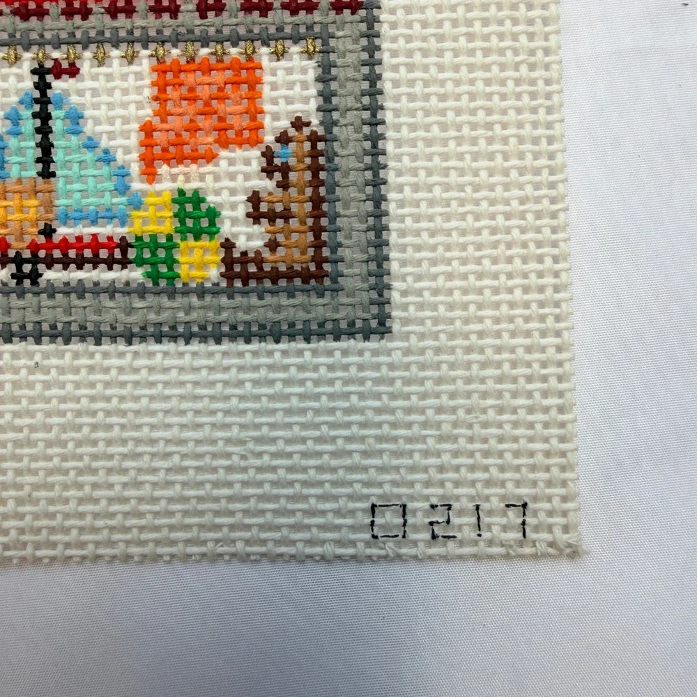 Toy Shop Hand Painted Needlepoint Canvas Christmas Storefront 0217 Vintage